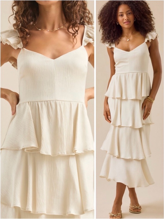 Altar'd State Dresses & Skirts - Altar'd State Cream Tiered Ruffle Maxi Dress